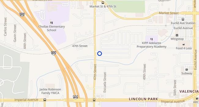 El Rey Trailer Plaza location at 303 47th Street in San Diego's Chollas View neighborhood - affordable mobile home community